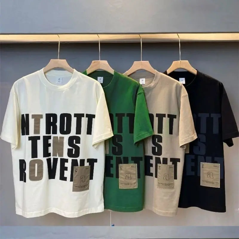 Harajuku Oversized shirt – Summer Mens New Fashion Versatile Loose Printed Letter Short