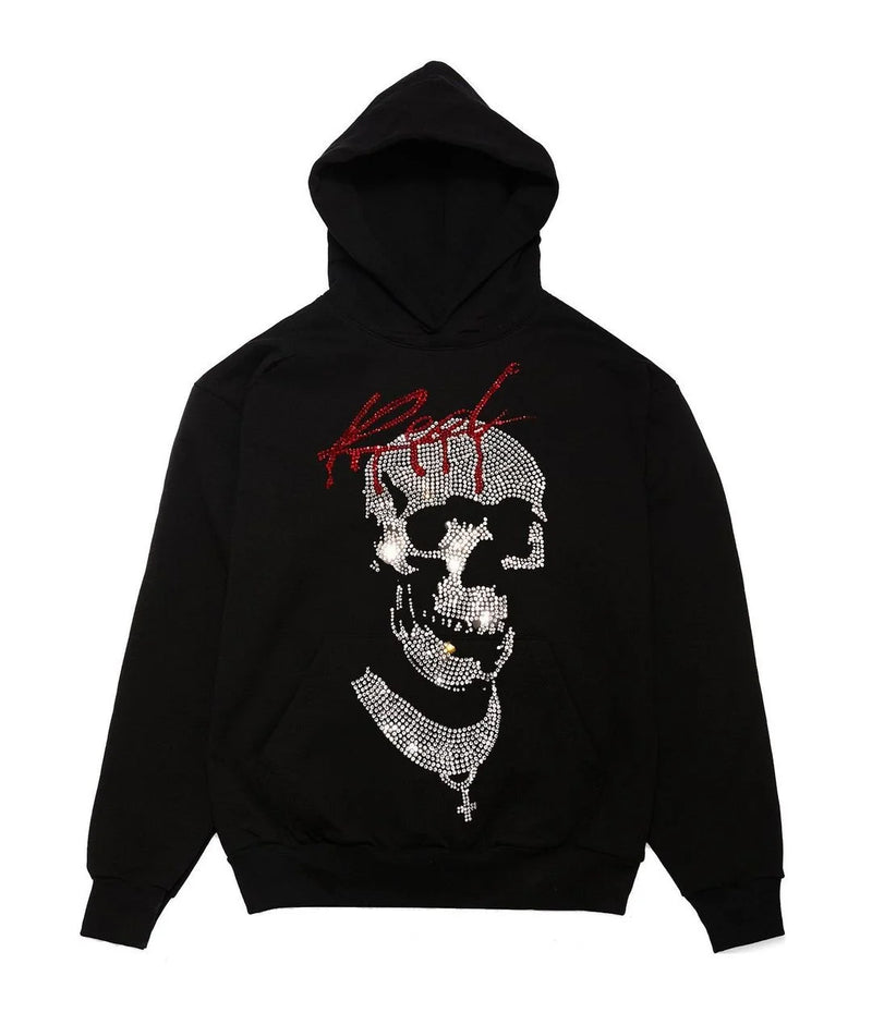 y2k vintage pullover hoodie long sleeve sweatshirt high street hip hop punk hot rhinestone glittery oversize clothes go school