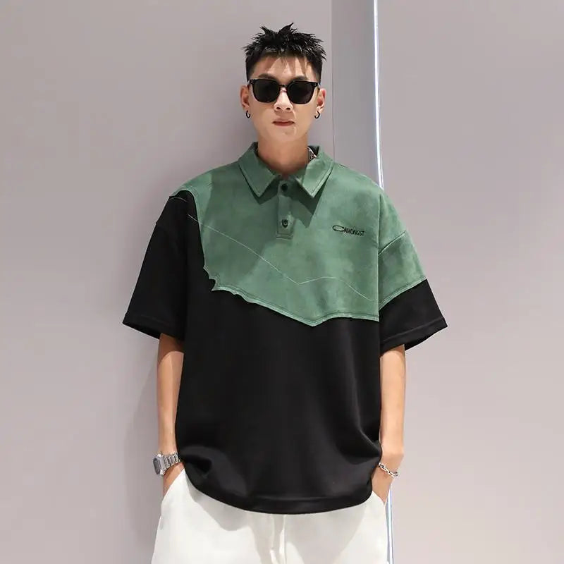 Glitchcore Melting smiley – Summer Street Hip Hop Men And Women Trendy Personality Polo