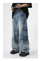 vintage blue baggy jeans man loose straight denim pants harajuku hip hop jeans trousers men unique jeans style 697