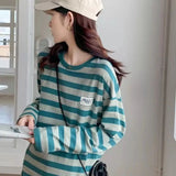 Y2k Vintage print – Design Niche Slit Striped Bottoming Shirt Women Autumn And W
