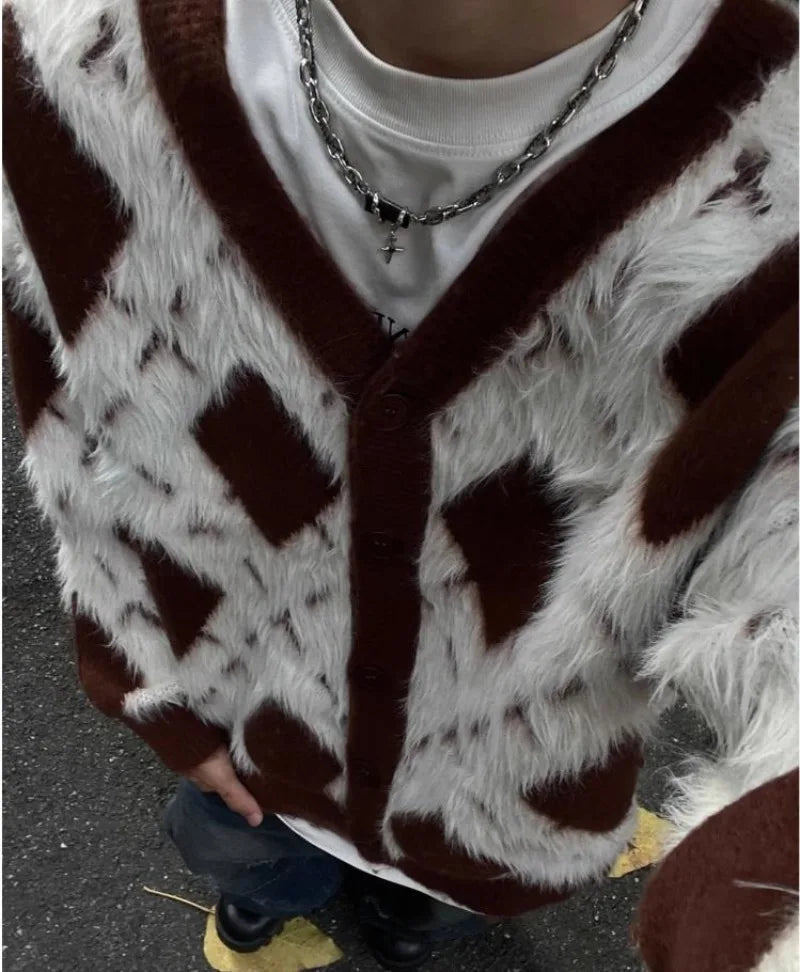 oversized knit pullover, fall/winter fashion, soft knit pullover with flame design, y2k fashion statement
