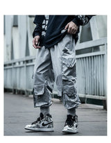 hip hop loose fit elastic waist cargo pants fashion side pocket ankle pants mens new casual drewstring sportwear pants joggers unique joggers style 3762