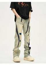 irregular graffiti prtinted denim jean pants casual distressed washed biker jeans hip hop streetwear y2k mens straight joggers unique joggers style 4865