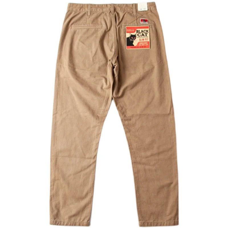 autumn winter heavyweight pure cotton thick american retro workwear khaki pants business casual mens basic solid color pants urban fashion pants