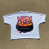 Pastel logo tee with dreamy elements and faded glow