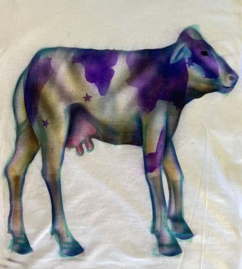 Sadcore Graphic tee – American Street Loose Casual Colorful Cow Print Short Sleeve