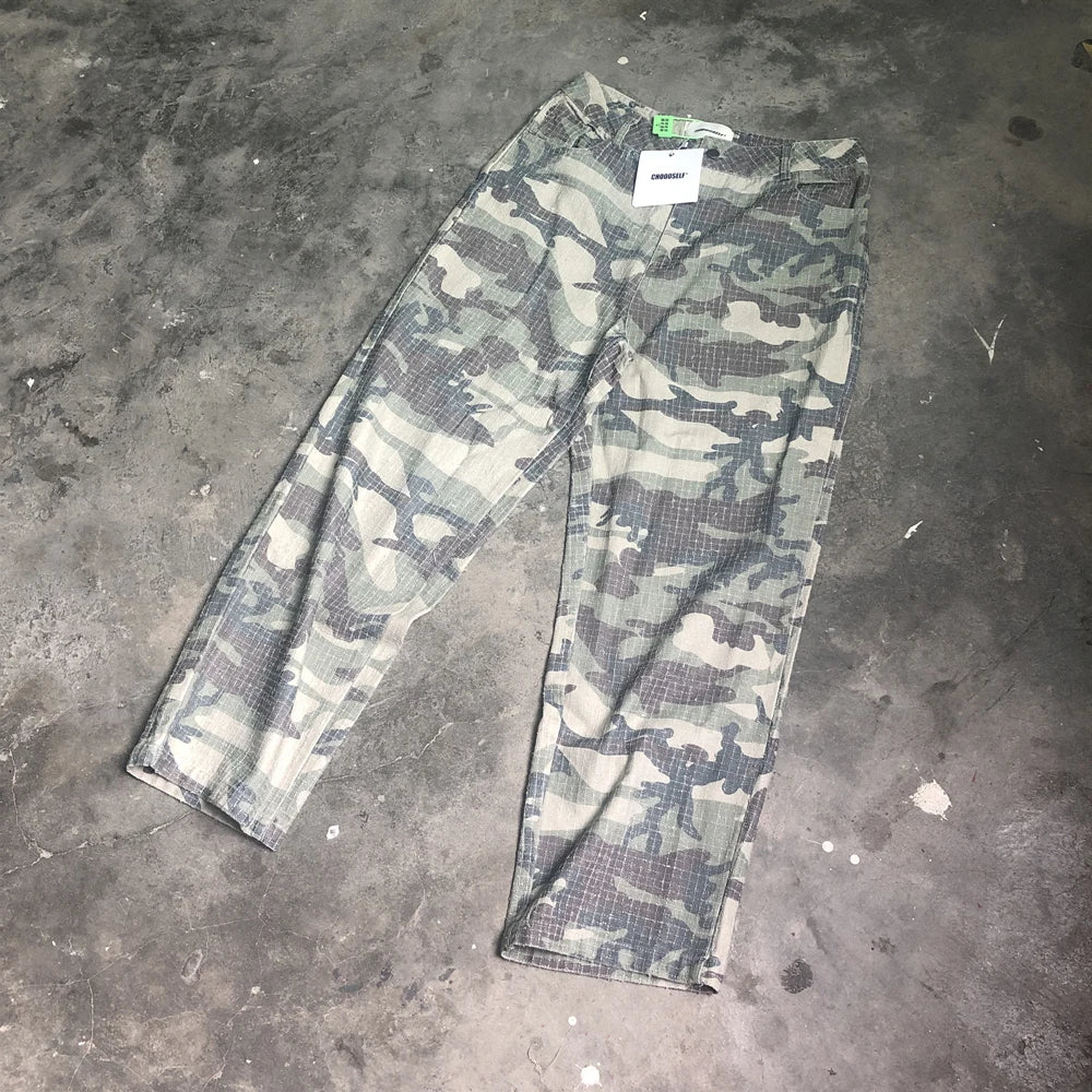 frog drift fashion streetwear camouflage printed vintage clothing casual loose casual cargo pants trousers for men unisex unique cargo style 1126
