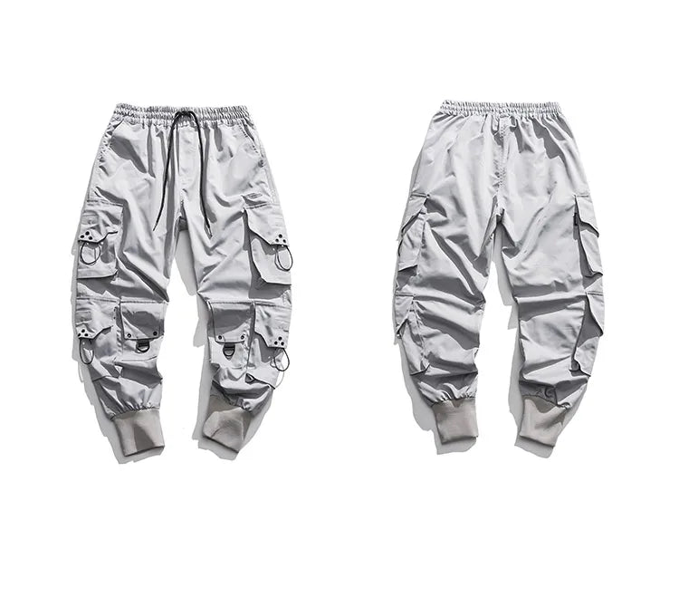 hip hop loose fit elastic waist cargo pants fashion side pocket ankle pants mens new casual drewstring sportwear pants joggers unique joggers style 3768
