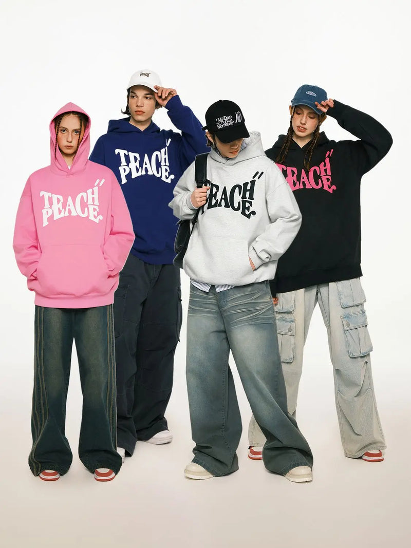 High End Fashion Brand American Letter Printed Sweatshirt Autumn Winter Men Women Couple Street Hooded Niche Retro Sweatshirt