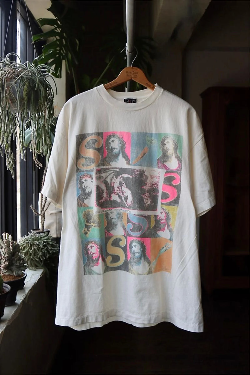 trapwear vintage t-shirt featuring vintage retro series veges print high street worn streetwear cotton quality casual loose short sleeve tops t shirt
