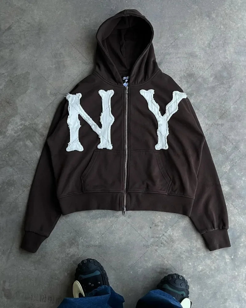 2024 Trendy Brand Letter Embroidered Jacket Men Y2K High Street Fashio