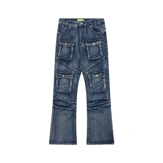 2024 multi pocket jeans vintage mens harajuku cargo denim pants retro hip hop straight loose jean pants 1 baggy cargo bottoms