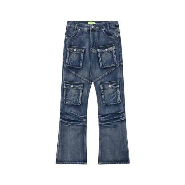 2024 multi pocket jeans vintage mens harajuku cargo denim pants retro hip hop straight loose jean pants 1 baggy cargo bottoms