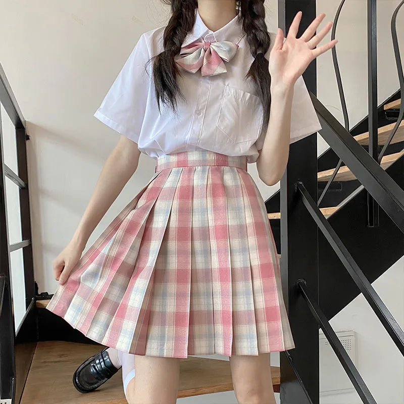 Jk Uniforms Gyaru School Uniform for Girl Student Pleated Skirt Uniform Set Women Short Sleeve Bow Tie Seifuku Japanese Style