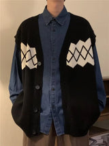 autumn japanese 3 piece set men women college knitted vest jogging pant long sleeve shirts vintage wide leg baggy casual suits unique default style 4942