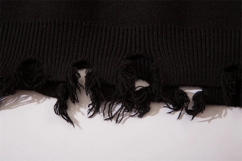 half high collar goth women men sweaters oversized long sleeve knitted pullovers y2k men ripped sweater harajuku streetwear tops - anime inspired graphic hoodie, Y2K grunge street style, high quality cotton hoodie