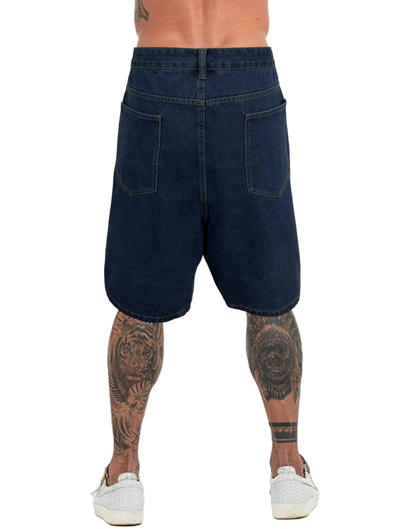 mens plus size denim jeans shorts casual high street straight jeans hip hop streetwear basic short joggers pants men clothing unique joggers style 4093