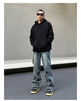 mens high street stars embroidery denim jean pants casual loose straight jeans hip hop y2k unisex pants streetwear joggers unique joggers style 3934