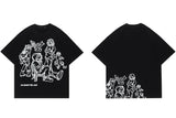 Skatercore Aesthetic print tee – 2023 Harajuku Cartoon Girl Cat Japanese Kanji Graphic T Shir