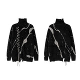 mens sweater fashion cross lines harajuku streetwear hip hop warm hairy knitted high neck sweaters unisex knit sweater jumpers - anime inspired graphic hoodie, Y2K grunge street style, high quality cotton hoodie