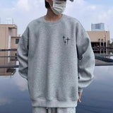 Trendy Korean Personalized Street Sweatshirt Men American Fashion Brand High Street Hip Hop Letter Round Neck Long Sleeved Top