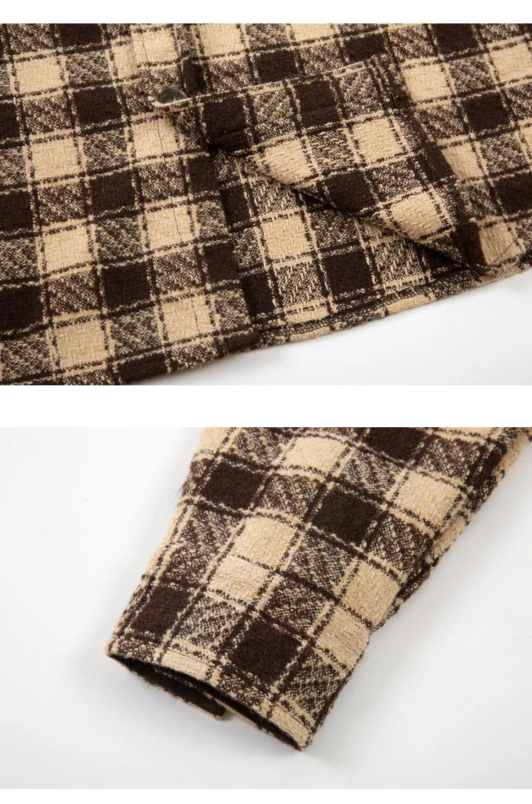 Mens Plaid Shirts New Fashion Single Breasted Hip Hop Loose Shirts Autumn Winter Casual Long Sleeve High Street Streetwear