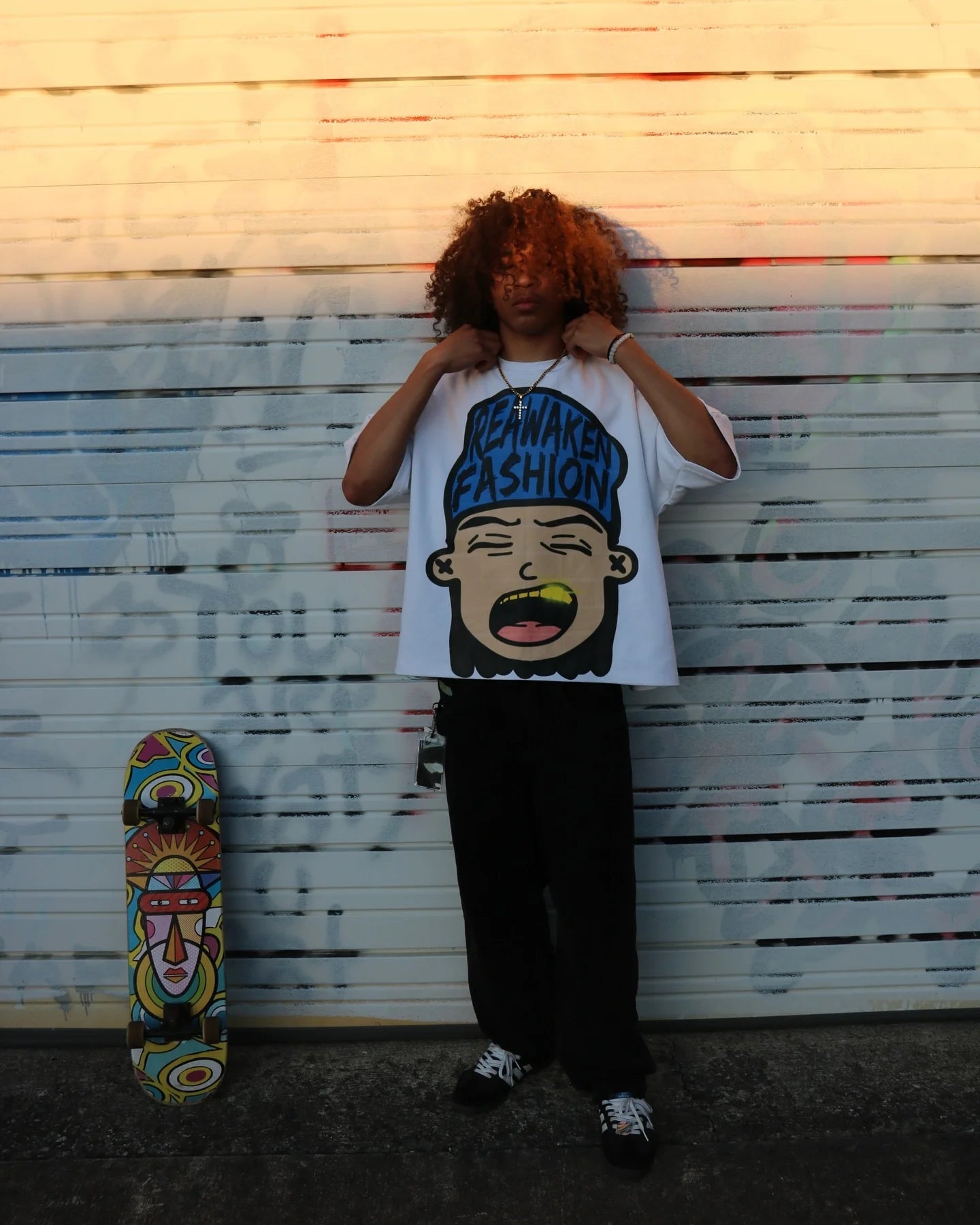 techwear manga drip tee with anime panel glitch and type overlays