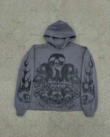 2023 New Trendy Gothic Punk Skull Bone Print Oversized Pullover Womens