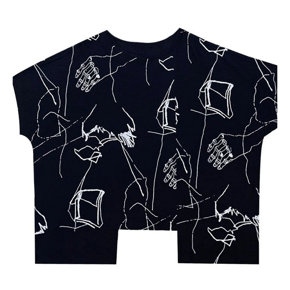 Sadcore Vintage print – Mens T Shirt Irregular Bat Sleeve Cape T Shirt Fashion Perso