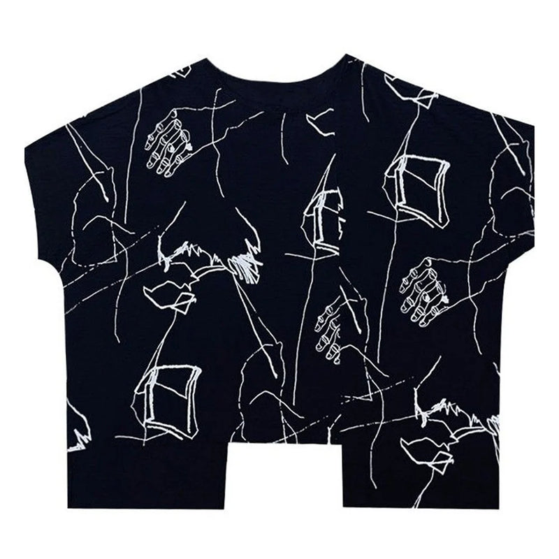 Sadcore Vintage print – Mens T Shirt Irregular Bat Sleeve Cape T Shirt Fashion Perso