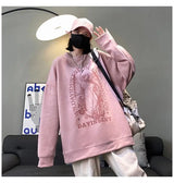 Autumn Korean Personality Street Boys Unisex Round Neck Sweatshirt Trendy American Couple Suede Long-sleeved Shirt Top