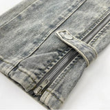 side long zipper open denim jeans mens elastic waist straight biker trousers jeans fashion streetwear hip hop jean pants joggers unique joggers style 2534