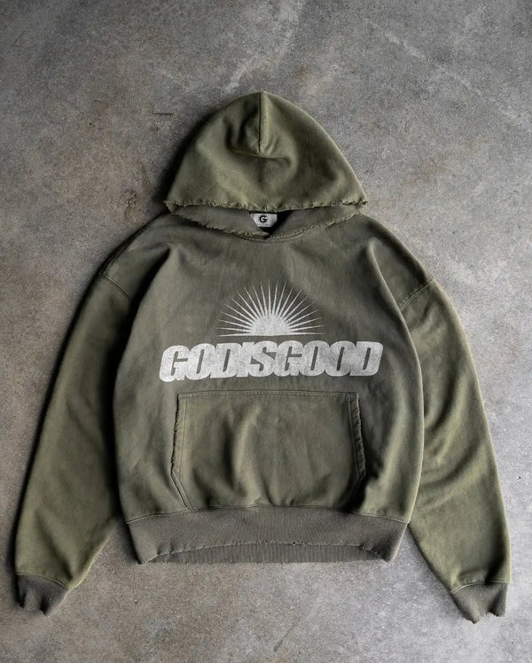Harajuku Sportswear Mens Printed God Is Good Hoodie Sportswear Mens Ov