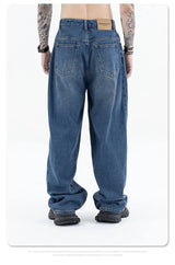 2024 autumn and winter new stitching straight jeans