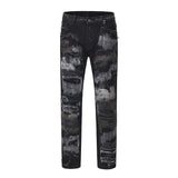 high street hole distressed ripped straight baggy jeans for men washed patchwork casual cargo pants oversized denim trousers military streetwear pants