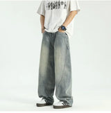 new vintage men s patchwork baggy jeans draped straight leg denim trousers autumn korean fashion high street casual y2k jean unique jeans style 541