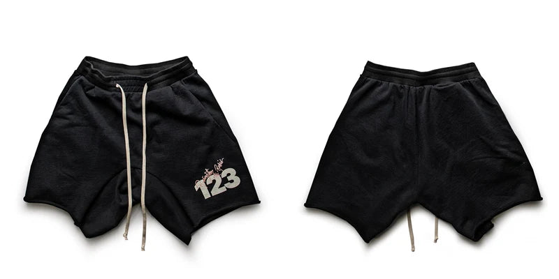frog drift streetwear high street rrr123 logo hip hop short loose terry pants sweatpants for men unique joggers style 3474