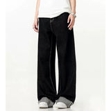 men women streetwear fashion loose casual wide leg straight black denim jeans pant boyfriend y2k baggy jeans trousers unique jeans style 2371