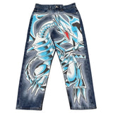 harajuku y2k style blue popular anime graphic wide leg jean fashion streetwear denim mens jeans couples high waist pants unique jeans style 3169