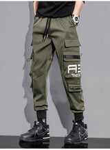 mens cargo pants elastic waist trousers with pockets streetwear hip hop loose fit ankle drawstring military sweatpants joggers unique joggers style 2520