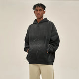 gothic oversized shirt featuring street wear speckled ink rubbed hooded hoodies fashion sense distressed winter coat mens and womens baggy washing clothes