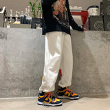 preppy style letter embroidery straight men baggy tracksuit pants y2k clothes sweatpants male drawstring casual long trousers unique joggers style 1081
