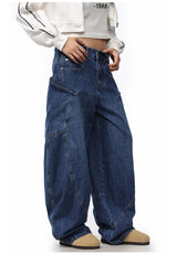 men women streetwear fashion vintage loose casual wide leg denim cargo baggy jeans pants cityboy harem trousers unique cargo style 1398
