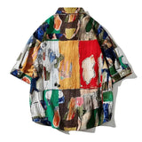 American men and women trendy personalized graffiti printed short sleeved shirt summer couple hip-hop loose fitting Harajuku top