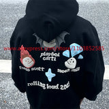 2024 New Autumn Winter Vintage Velvet Hoodie Long Sleeve American Heav