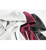 American Street Ins Gray Hooded Sweatshirt Jacket for Boys Retro Street Y2K Loose Splicing Contrasting Zipper Cardigan Top