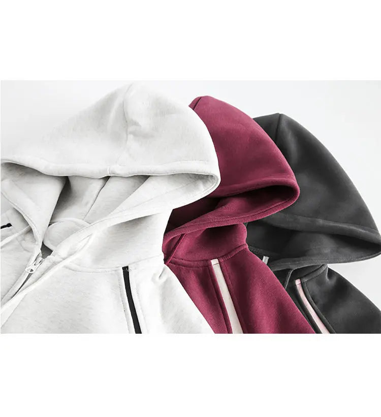 American Street Ins Gray Hooded Sweatshirt Jacket for Boys Retro Street Y2K Loose Splicing Contrasting Zipper Cardigan Top