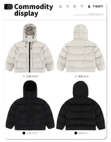 2024AW windproof warm turtleneck slant cut pocket detachable hooded cotton suit