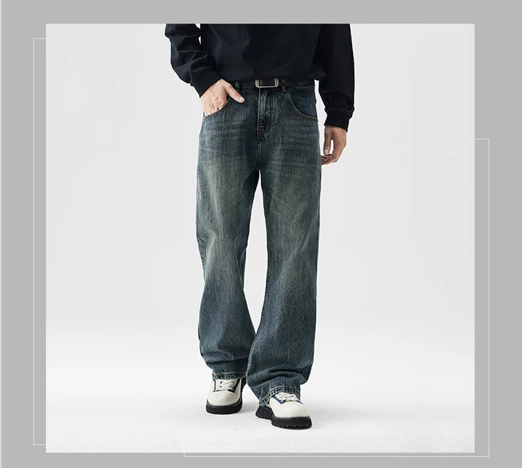 mens plus size retro fashion streetwear loose casual micro flared denim pants jeans cityboy jeans trousers 28 40 unique jeans style 2713